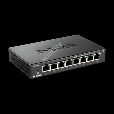 D-LINK Switch 8x100Mbps Fémházas Asztali, DES-108/E