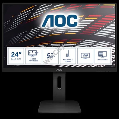 AOC IPS monitor 23.8" 24P1, 1920x1080, 16:9, 250cd/m2, 5ms, VGA/DVI/HDMI/DisplayPort/4xUSB, Pivot, hangszóró