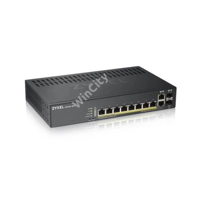 ZYXEL Switch 8x1000Mbps (8xPOE) + 2xGigabit kombó SFP+, Fémházas Menedzselhető (8GbE port), GS1920-8HPV2-EU0101F