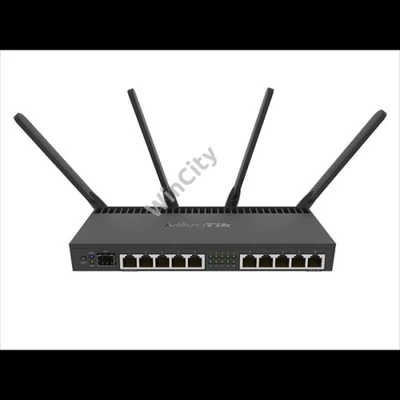 MIKROTIK Wireless Router DualBand 10x1000Mbps + 1x10Gbit SFP+, AC2000, Asztali - RB4011IGS+5HACQ2HND-IN