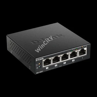 D-LINK Switch 5x1000Mbps (4xPOE+) Fémházas Asztali, DGS-1005P/E