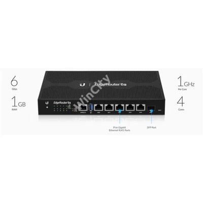 UBiQUiTi EdgeRouter 5x1000Mbps + 1x1000Mbps SFP, Falra rögzíthető, Fémházas - ER-6P