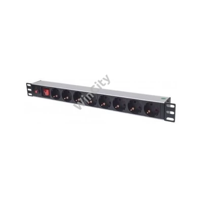 INTELLINET PDU 8x SCHUKO 19" 1U 3m kapcsolós Fekete