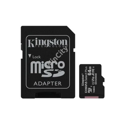 KINGSTON Memóriakártya MicroSDXC 64GB Canvas Select Plus 100R A1 C10 + Adapter