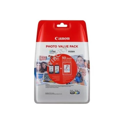 CANON PG-545XL/CL546XL Tintapatron multipack Pixma MG2450, 2550 nyomtatókhoz, fekete, színes, + GP501 (50 lap 10x15) pa