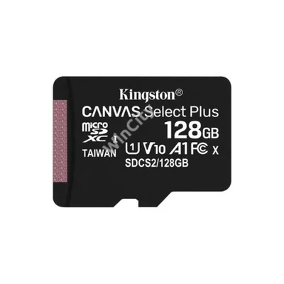 KINGSTON Memóriakártya MicroSDXC 128GB Canvas Select Plus 100R A1 C10 Adapter nélkül