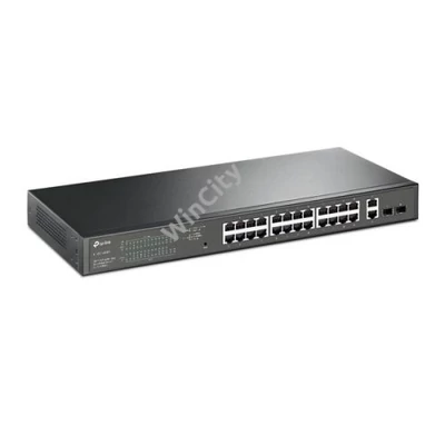 TP-LINK Switch 26x1000Mbps (24xPOE+) + 2xGigabit SFP, Menedzselhető, TL-SG1428PE