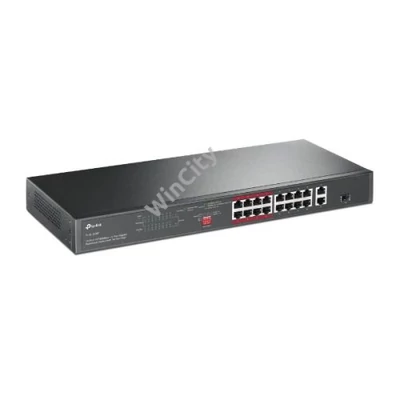 TP-LINK Switch 16x100Mbps (16xPOE+) + 2x1000Mbps + 1xGigabit kombó SFP, TL-SL1218P