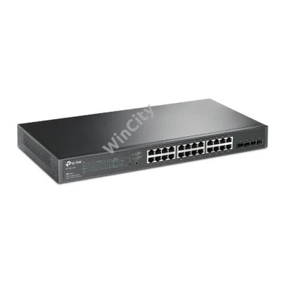 TP-LINK Switch 24x1000Mbps (24xPOE) + 4xGigabit SFP, Menedzselhető, SG2428P