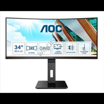 AOC Ívelt VA monitor 34" CU34P2A, 3440x1440, 21:9, 300cd/m2, 1ms, 100Hz, 2xHDMI/DisplayPort/4xUSB, hangszóró