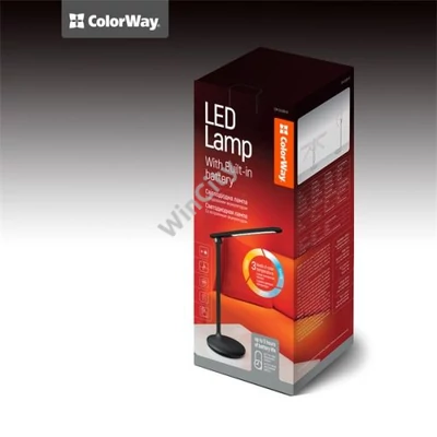 COLORWAY Asztali LED lámpa beépített akkumlátor, dönthető, 3200-4300-6500k, 300 lm, fekete (CW-DL02B-B)