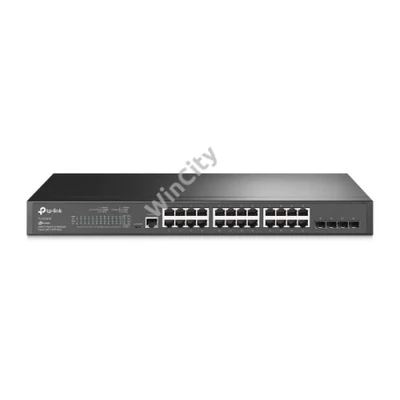 TP-LINK Switch 24x1000Mbps + 4xGigabit SFP + 2xkonzol port, Menedzselhető, SG3428