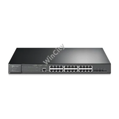 TP-LINK Switch 24x1000Mbps (24xPOE+) + 4x10G SFP+ + 2xkonzol port, Menedzselhető, SG3428XMP