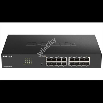 D-LINK Switch 16x1000Mbps Fémházas Asztali Menedzselhető, DGS-1100-16V2/E
