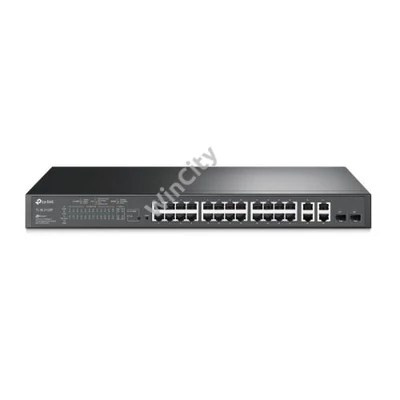 TP-LINK Switch 24x100Mbps (24xPOE) + 4x1000Mbps + 2xGigabit SFP, Menedzselhető, SL2428P