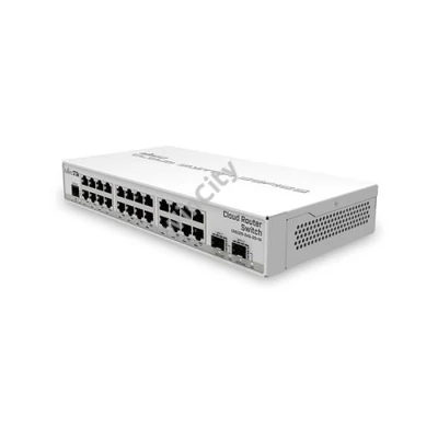 MIKROTIK Cloud Router Switch 24x1000Mbps + 2x10Gbps SFP+, Menedzselhető, Asztali - CRS326-24G-2S+IN