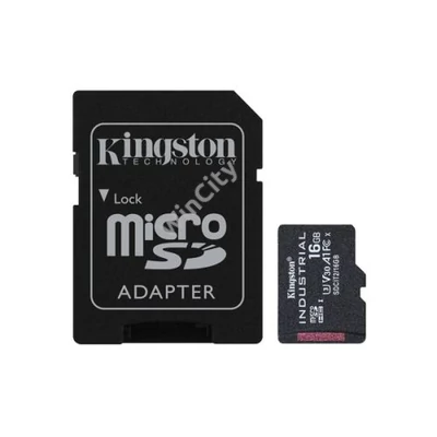 KINGSTON Memóriakártya MicroSDHC 16GB Industrial C10 A1 pSLC + Adapter