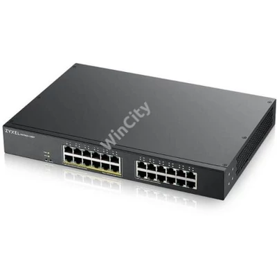 ZYXEL Switch 24x1000Mbps (12xPOE) Fémházas Menedzselhető Rackes (24 GbE port), GS1900-24EP-EU0101F