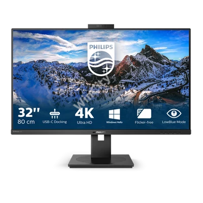 PHILIPS IPS monitor 31.5" 329P1H, 3840x2160, 16:9, 350cd/m2, 4ms, USB-C/4xUSB/DP/2xHDMI/LAN, hangszóró&webkamera