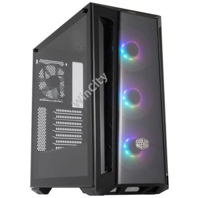 COOLER MASTER Ház Midi ATX MasterBox MB520 ARGB + 4db Ventilátor, Tápegység nélkül, Üvegfalú, Fekete