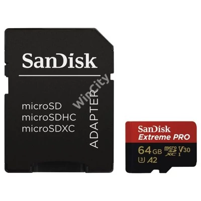 SANDISK 214503, MICROSDHC EXTREME PRO KÁRTYA 64GB, 200MB/s C10, V30, UHS-I, U3, A2