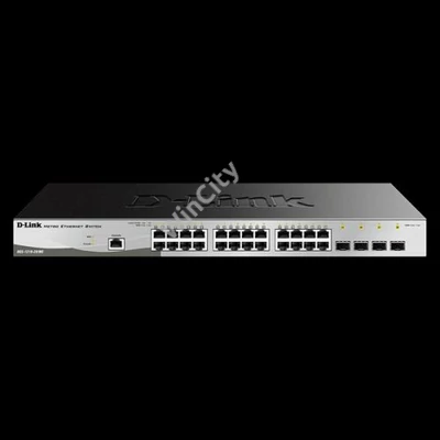D-LINK Switch 24x1000Mbps (24xPOE) + 4xGigabit kombó SFP Menedzselhető Rackes (Metro), DGS-1210-28P/ME/E