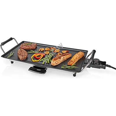 NEDIS FCTE110EBK50 Teppanyaki asztali grillsütő, 2000W, 5 hőmérséklet fokozat, leszerelhető kábel, kihúzható tálca