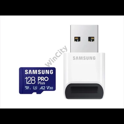 SAMSUNG Memóriakártya, PRO Plus + Reader microSDXC 128GB, CLASS 10, UHS-I, U3, V30, A2, R180/W130