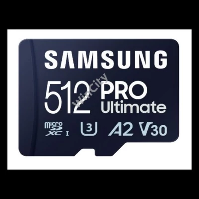 SAMSUNG Memóriakártya, PRO Ultimate microSD with Reader 512GB, Class 10, V30, A2, Grade 3 (U3), R200/W130, +Adapter