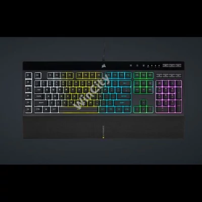 CORSAIR Vezetékes Billentyűzet Gaming, K55 RGB PRO, 6 programozható billentyű, Cseppálló, Csuklótámasz, US, fekete