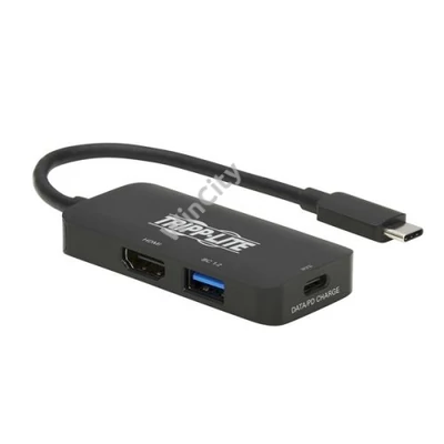 TRIPP LITE USB-C adapter, multiport, HDMI 4K 60Hz, 4:4:4, HDR, USB-A, 100W PD töltés, fekete