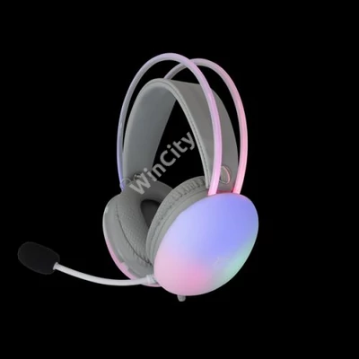 WHITE SHARK FIREFLY-W, GH-2342-W gamer fejhallgató, fehér/RGB, (3.5 Jack)