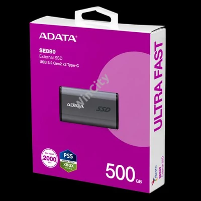 ADATA SSD Külső USB 3.2 500GB SE880 Elite, Szürke