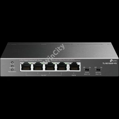 TP-LINK Switch 5x1000Mbps(1xPOE++/4xPOE+) Fémházas, TL-SG1005P-PD