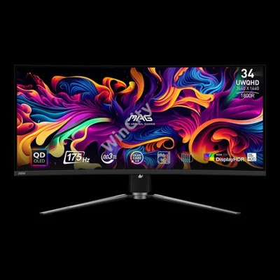 MSI Monitor GAMING MAG 341CQP QD-OLED Ívelt 34" UWQHD 3440x1440, 1800R, 0,03ms, 175Hz, 2x HDMI, DP, USB-C, Black