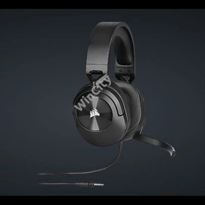 CORSAIR Vezetékes Headset, HS55 Gaming, Ultrakönnyű, Jack dugós, fekete