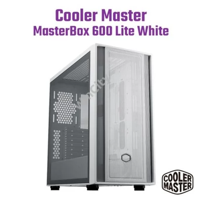 COOLER MASTER Ház ATX MasterBox 600 LITE, Tápegység nélkül, Üvegfalú, fehér