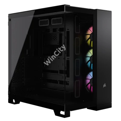 CORSAIR Ház iCUE LINK 6500X RGB, 3x iCUE LINK RX120 RGB Ventilátor, Tápegység nélkül, Edzett Üveg, fekete