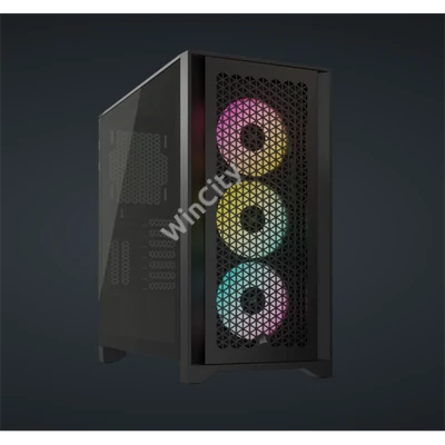 CORSAIR Ház iCUE 4000D RGB AIRFLOW, 3xAF120 RGB ELITE Ventillátorral + Kontroller, Tápegység nélkül, Edzett Üveg, fekete