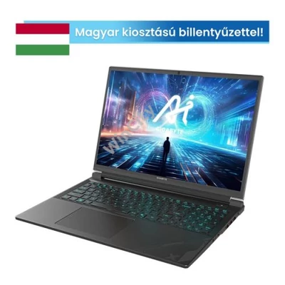 GIGABYTE G6X 9KG 16" WUXGA (165Hz), Intel Core i7-13650HX (14C/4.9Ghz), 16GB, 1TB SSD, RTX 4060, Magyar billentyű