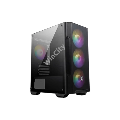 MSI Ház Micro ATX FORGE M100A, 4xA-RGB ventilátor, Tápegység nélkül, üvegfalú, fekete