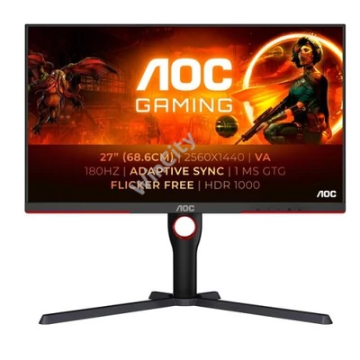 AOC Gaming 180Hz monitor 27" Q27G3XMN/BK, 2560x1440 16:9, 1.000cd/m2, 1ms, 2xHDMI/DisplayPort, áll. mag.,pivot, HDR1000