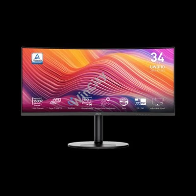 MSI Monitor Business Modern MD342CQP Ívelt 34" QHD, 3440x1440, 100Hz VA 21:9, 3000:1 CR, 300cd/m2, 4 ms, HDMI, DP, Black