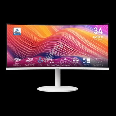 MSI Monitor Business Modern MD342CQPW Ívelt 34" QHD, 3440x1440, 100Hz VA 21:9, 3000:1 CR, 300cd/m2, 4ms, HDMI, DP, White