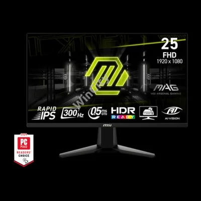 MSI Monitor GAMING MAG 255XF 24,5" FHD Rapid IPS 1920x1080, 16:9, 300Hz, 1000:1, 0,5ms, 2x HDMI, DP, Black