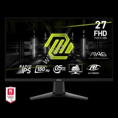 MSI Monitor GAMING MAG 275F 27" FHD 1920x1080, Rapid IPS 180Hz, 16:9, 1000:1, 0,5ms, 2x HDMI, DP, Black