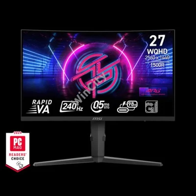 MSI Monitor GAMING MPG 275CQRXF Ívelt 27" Rapid VA WQHD 2560x1440, 16:9, 240Hz, 0,5ms, 4000:1, 2x HDMI, DP, USB-C, Black