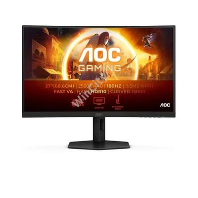 AOC Ívelt Gaming 180Hz monitor 27" CQ27G4X, 2560x1440, 16:9, 300cd/m2, 1ms, 2xHDMI/DisplayPort, áll. mag.