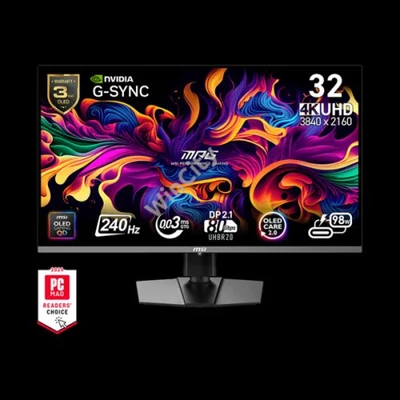 MSI Monitor GAMING MPG 322URX QD-OLED 31,5" UHD 3840x2160, 240Hz, 150000:1 CR, 250cd/m2, 0,03ms, 2x HDMI, DP, USB-C