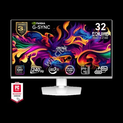 MSI Monitor GAMING MPG 321URXW QD-OLED 31,5" UHD 3840x2160, 240Hz, 150000:1 CR, 250cd/m2, 0,03ms, 2x HDMI, DP, USB-C